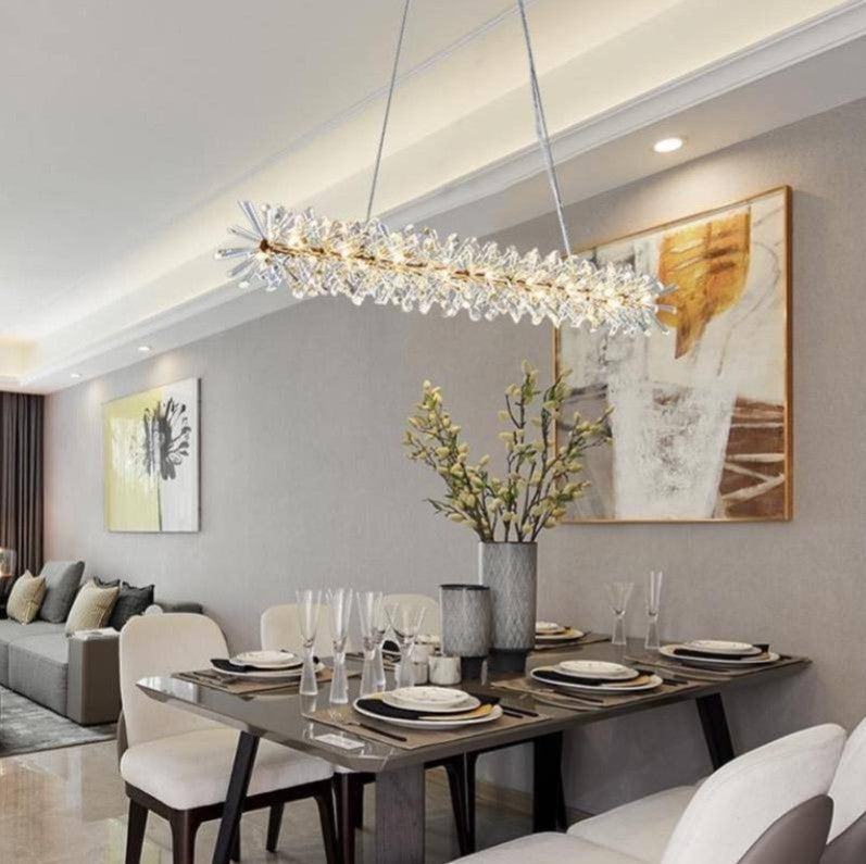 2 Wheel Frozen Ice Crystal Chandelier Light For Living Room Dining Hall-MEET LIGHTING