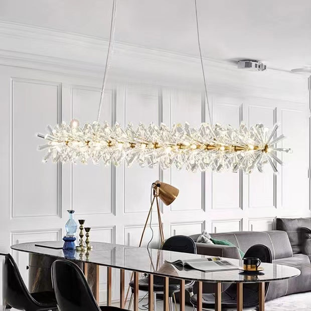 2 Wheel Frozen Ice Crystal Chandelier Light For Living Room Dining Hall-MEET LIGHTING
