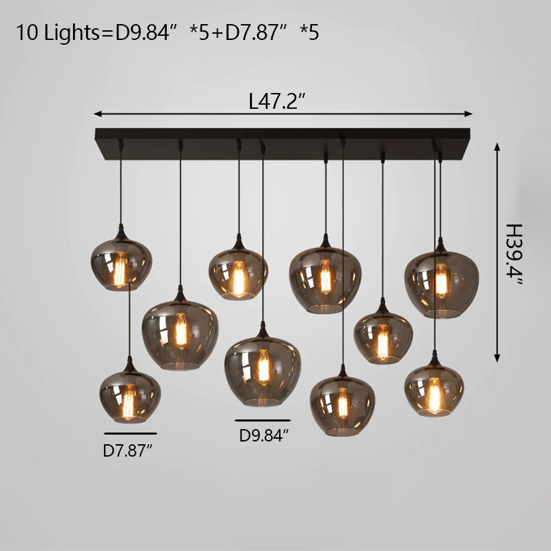 Modern Smoke Gray Glass Lamp Designer Chandelier for Cafe/Kitchen Island/Dining Room Style B-MEET LIGHTING