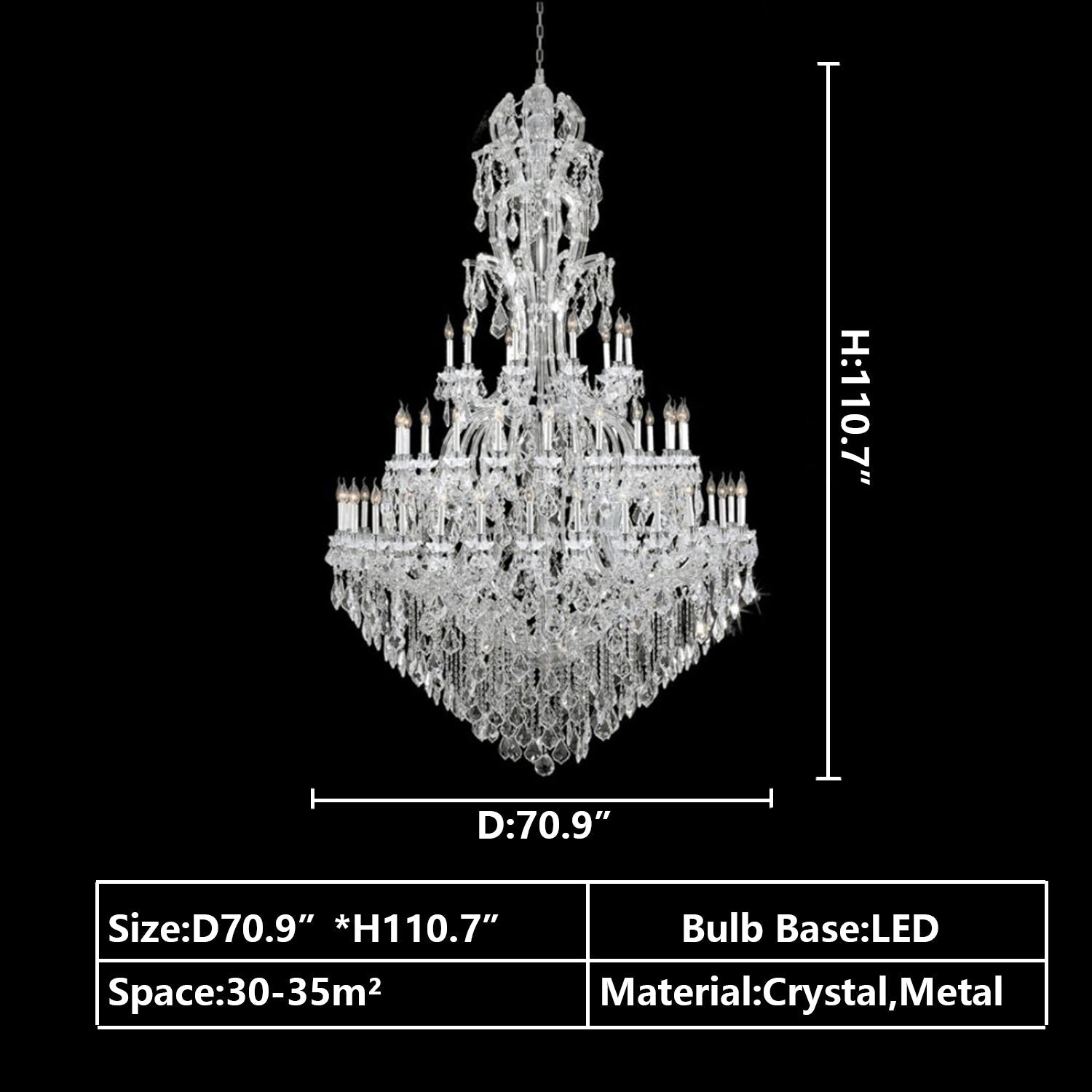 Oversized Luxury Traditional Gold/Chrome Candle Branch Crystal Chandelier for 2-story/Duplex Buildings-MEET LIGHTING