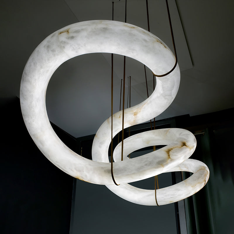Scarlett Designer Alabaster Pendant Light, Modern Inspired Chandelier-MEET LIGHTING