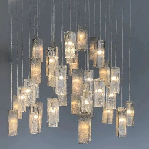 Art Design 1/25/60/84-Light Colorful Rectangle Cluster Glass Tile Pendant/Chandelier-MEET LIGHTING