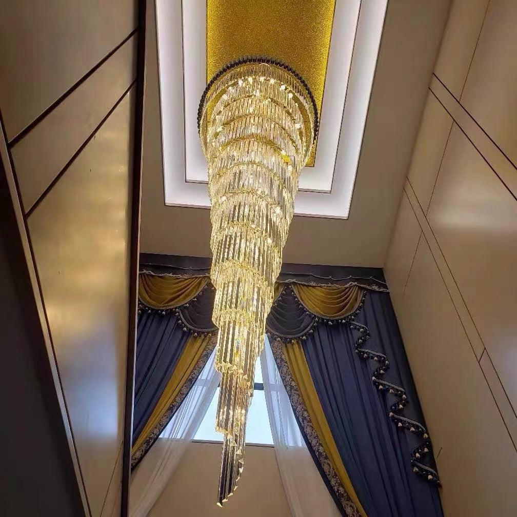 Spiral Crystal Chandelier For Foyer/ Staircase-MEET LIGHTING
