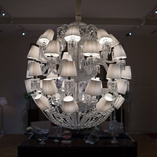 Luxury Globe Crystal Chandelier With Fabric/Crystal Glass Lampshades-MEET LIGHTING