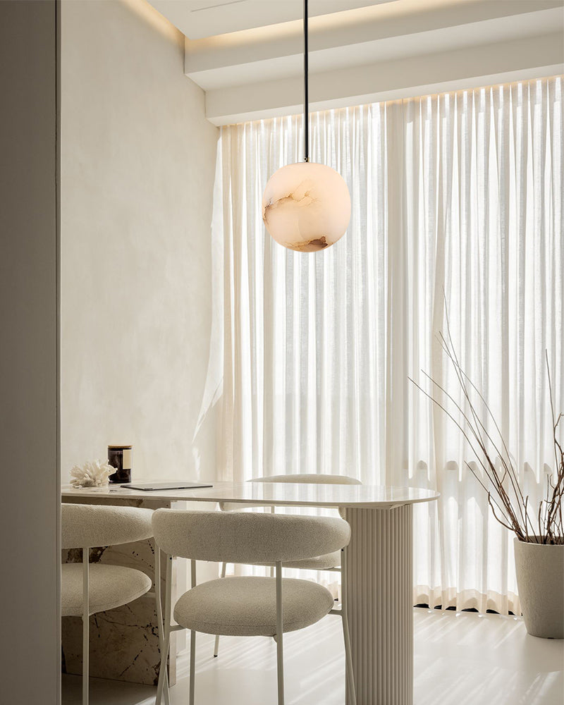 16-light round alabaster pendant lamp with cluster ceiling design for stair villa