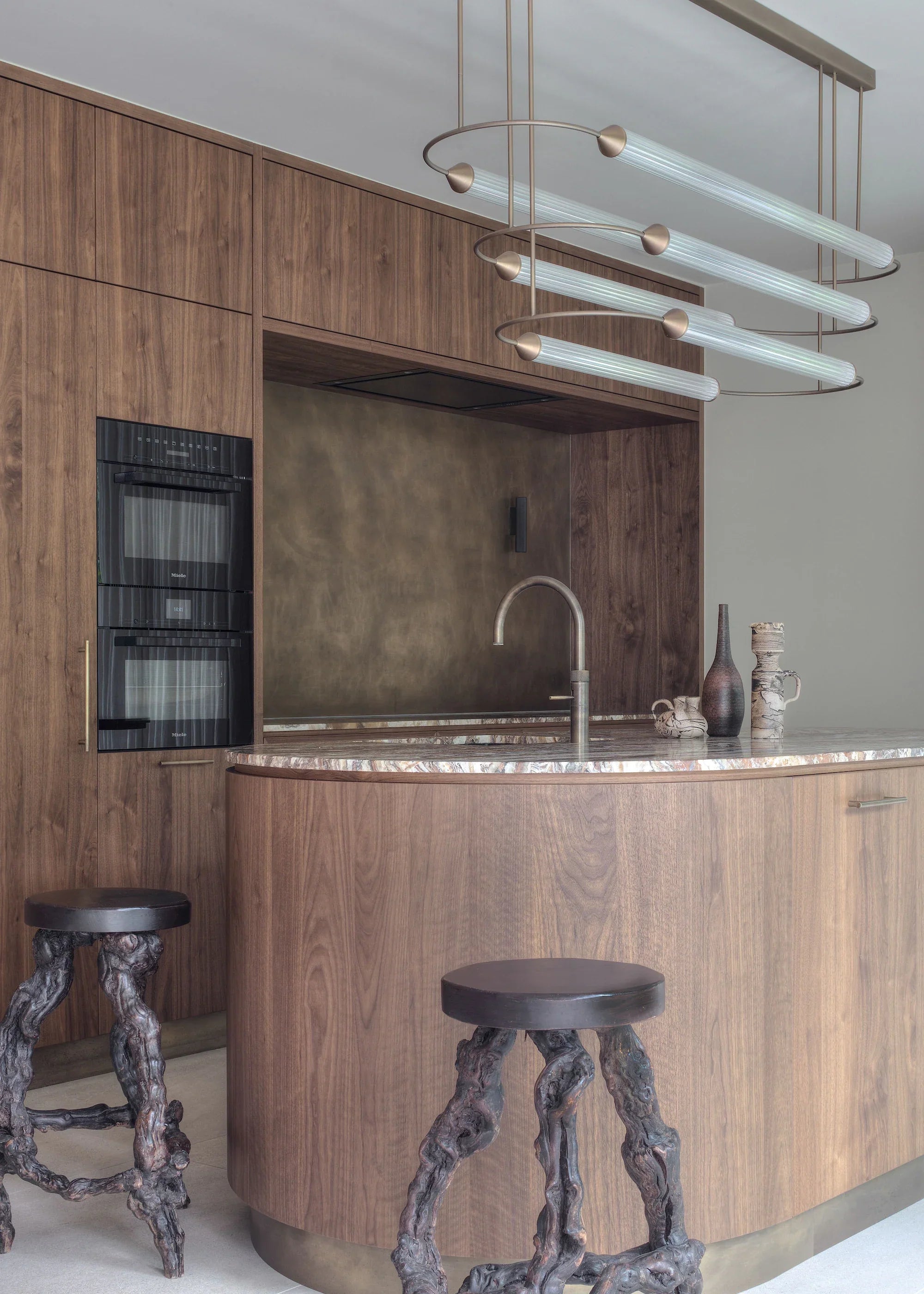 Minimalism Brass Ellipse Horizontal LED Chandelier for Kitchen Island/Dining Room-MEET LIGHTING