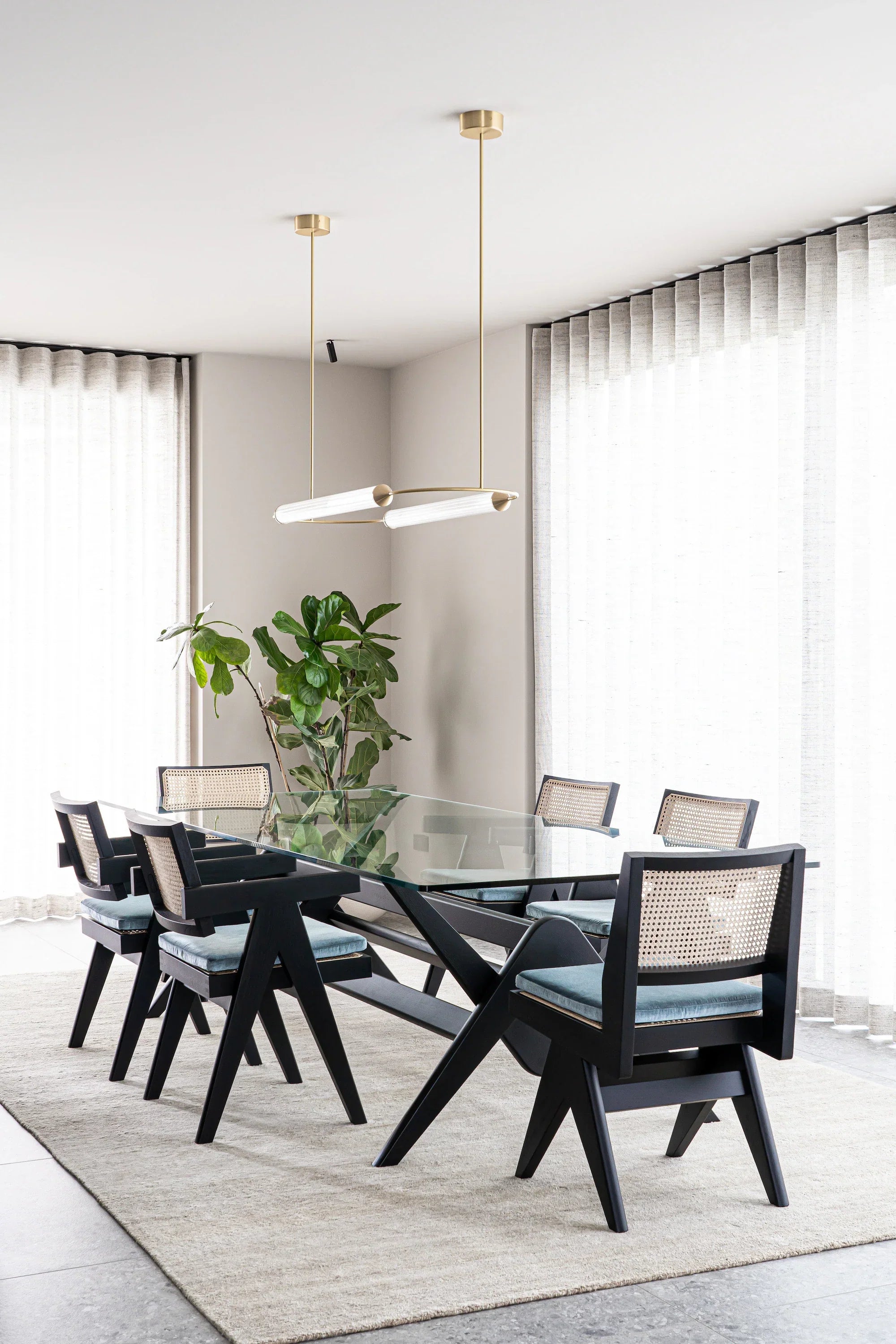 Minimalism Brass Ellipse Horizontal LED Chandelier for Kitchen Island/Dining Room-MEET LIGHTING