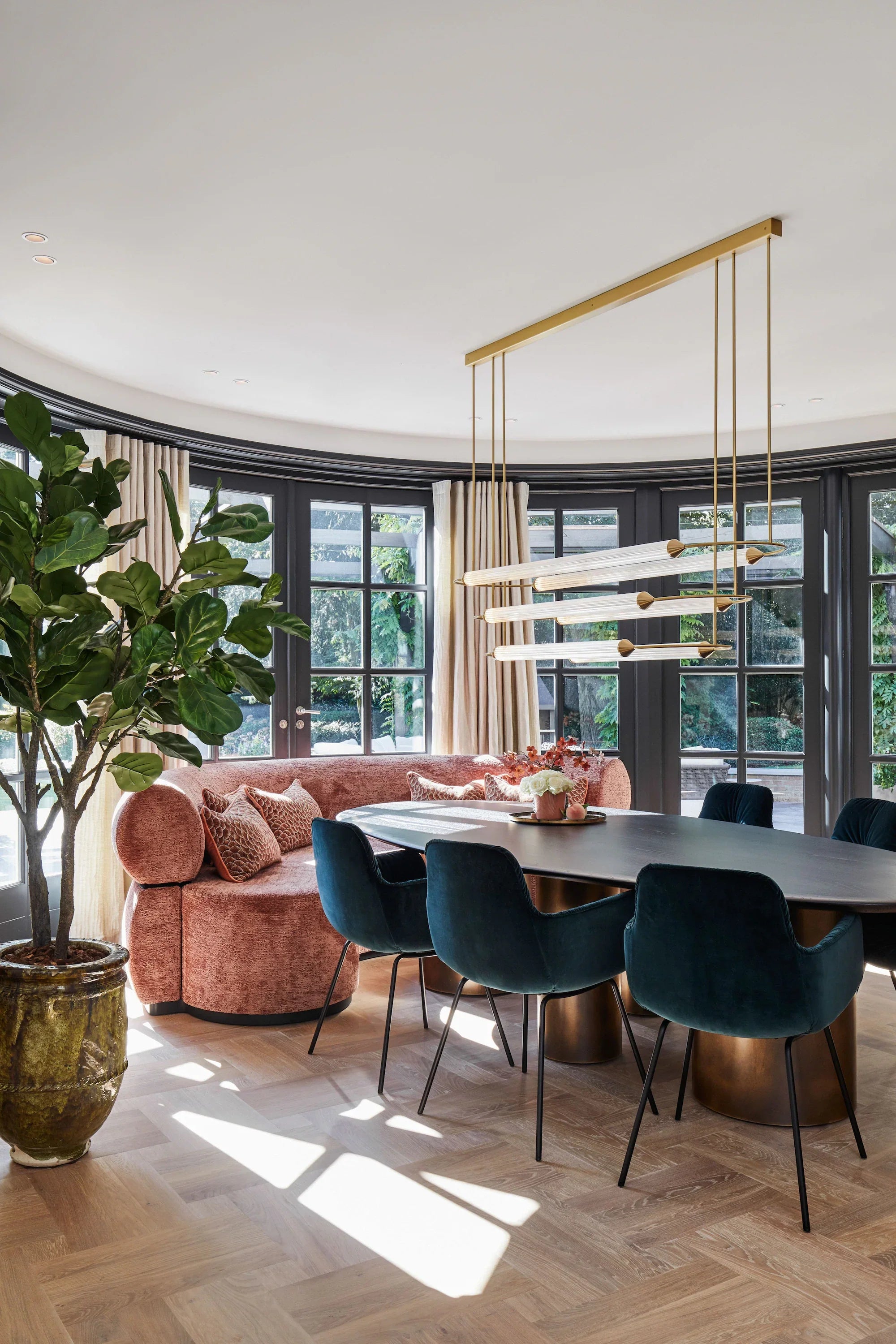 Minimalism Brass Ellipse Horizontal LED Chandelier for Kitchen Island/Dining Room-MEET LIGHTING