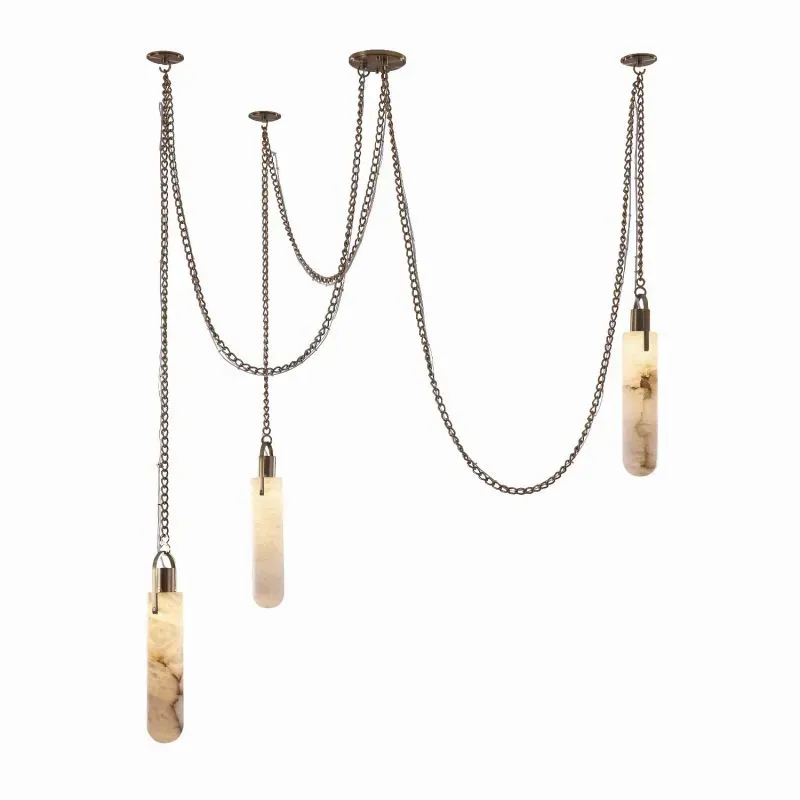 LUXURY MODERN ALABASTER FLINT LED MULTI-DROP PENDANT