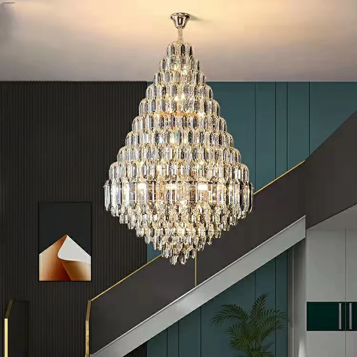 Luxury Multi-tiered Honeycomb Crystal Chandelier for High-ceiling-MEET LIGHTING