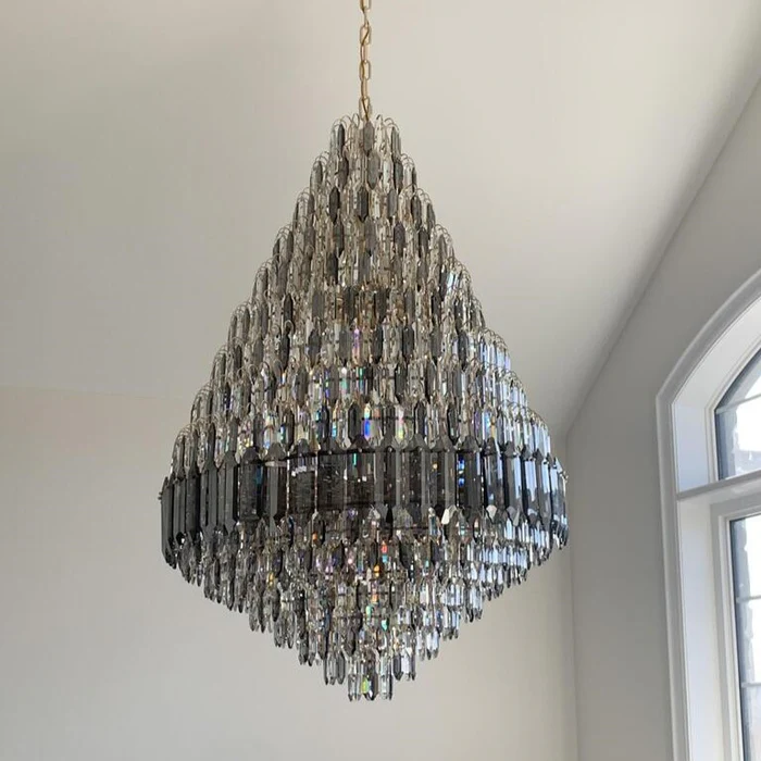 Luxury Multi-tiered Honeycomb Crystal Chandelier for High-ceiling-MEET LIGHTING