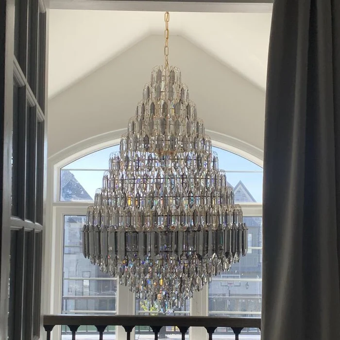Luxury Multi-tiered Honeycomb Crystal Chandelier for High-ceiling-MEET LIGHTING