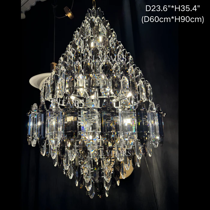 Luxury Multi-tiered Honeycomb Crystal Chandelier for High-ceiling-MEET LIGHTING