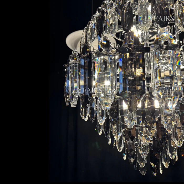 Luxury Multi-tiered Honeycomb Crystal Chandelier for High-ceiling-MEET LIGHTING