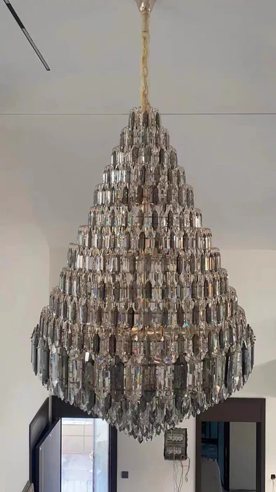 Luxury Multi-tiered Honeycomb Crystal Chandelier for High-ceiling-MEET LIGHTING