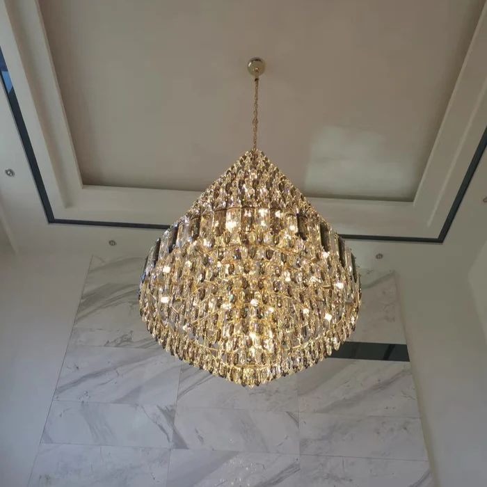Luxury Multi-tiered Honeycomb Crystal Chandelier for High-ceiling-MEET LIGHTING