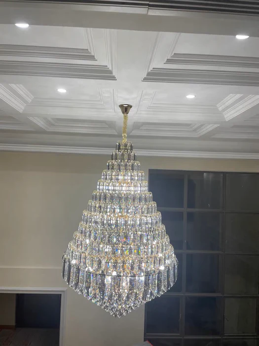 Luxury Multi-tiered Honeycomb Crystal Chandelier for High-ceiling-MEET LIGHTING