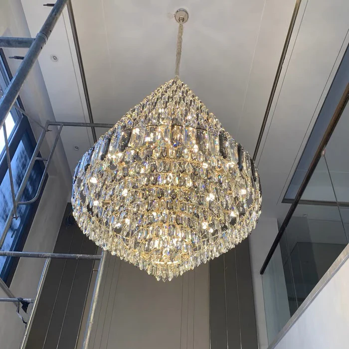 Luxury Multi-tiered Honeycomb Crystal Chandelier for High-ceiling-MEET LIGHTING