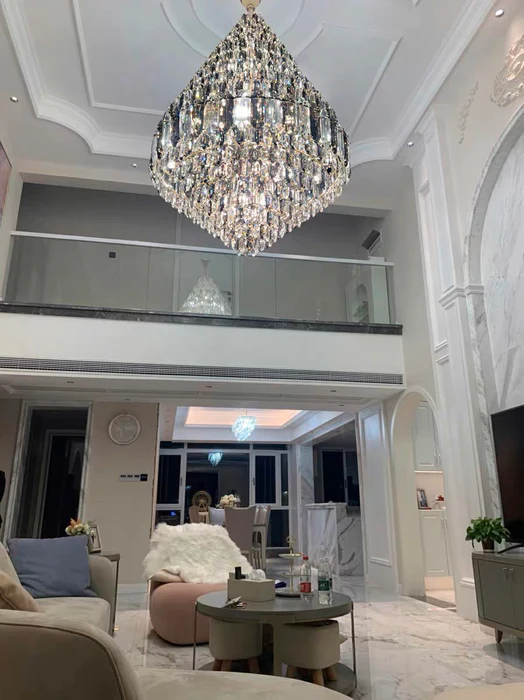 Luxury Multi-tiered Honeycomb Crystal Chandelier for High-ceiling-MEET LIGHTING