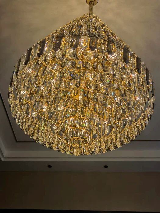Luxury Multi-tiered Honeycomb Crystal Chandelier for High-ceiling-MEET LIGHTING