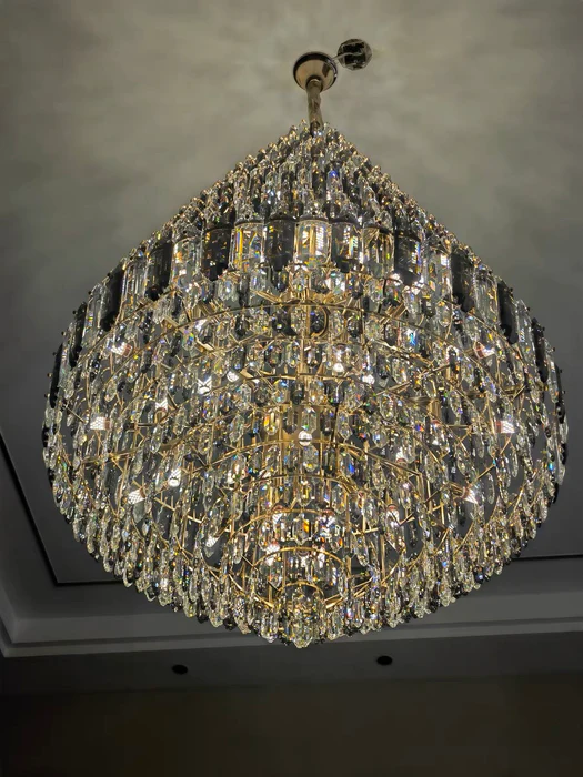 Luxury Multi-tiered Honeycomb Crystal Chandelier for High-ceiling-MEET LIGHTING