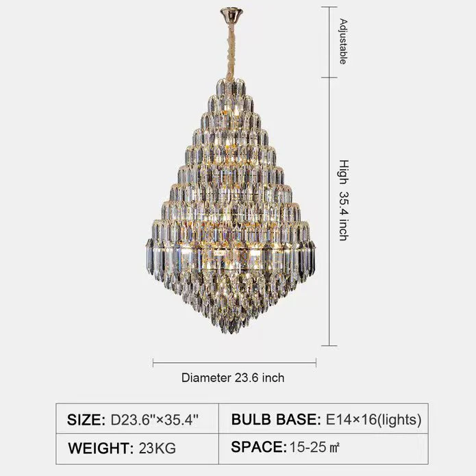 Luxury Multi-tiered Honeycomb Crystal Chandelier for High-ceiling-MEET LIGHTING
