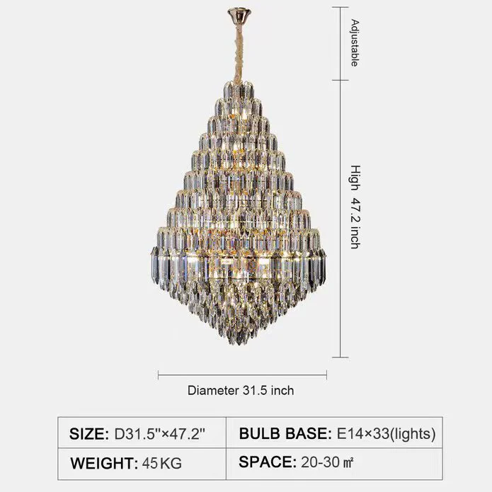 Luxury Multi-tiered Honeycomb Crystal Chandelier for High-ceiling-MEET LIGHTING