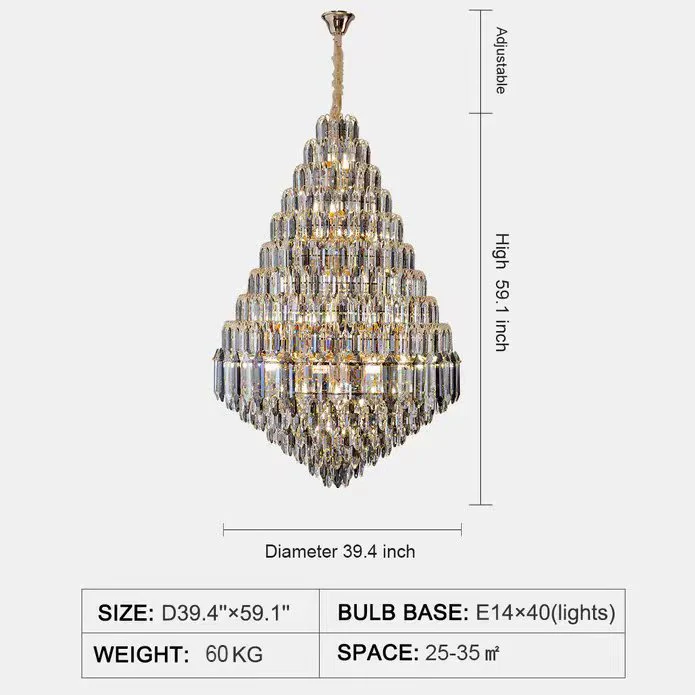 Luxury Multi-tiered Honeycomb Crystal Chandelier for High-ceiling-MEET LIGHTING