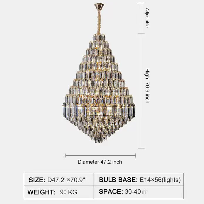 Luxury Multi-tiered Honeycomb Crystal Chandelier for High-ceiling-MEET LIGHTING