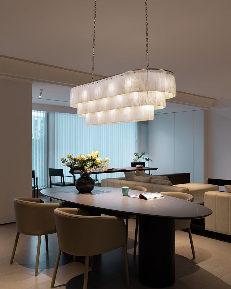 Multi-tiered Luxury Modern LED Chandelier Entrance Villa High Ceiling Large Alabaster Chandelier