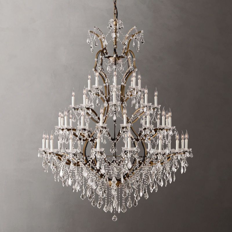19TH Crystal Rococo Round Chandelier 60" 72"-MEET LIGHTING