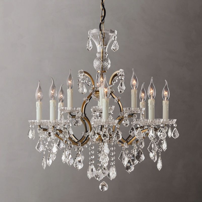 19TH Rococo Crystal Round Chandelier 28"-MEET LIGHTING
