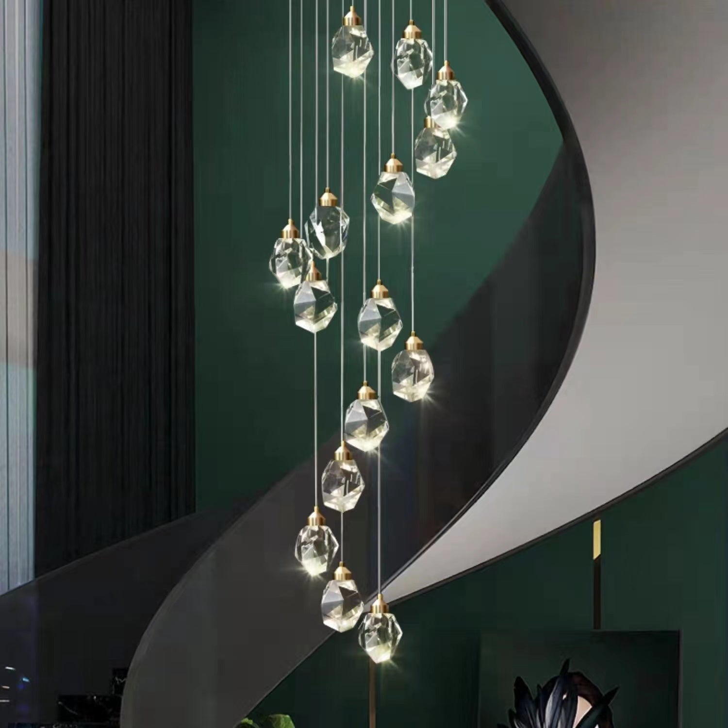 Modern Crystal Chandelier Foyer Living Room Droplight Hall Decoration Lights-MEET LIGHTING
