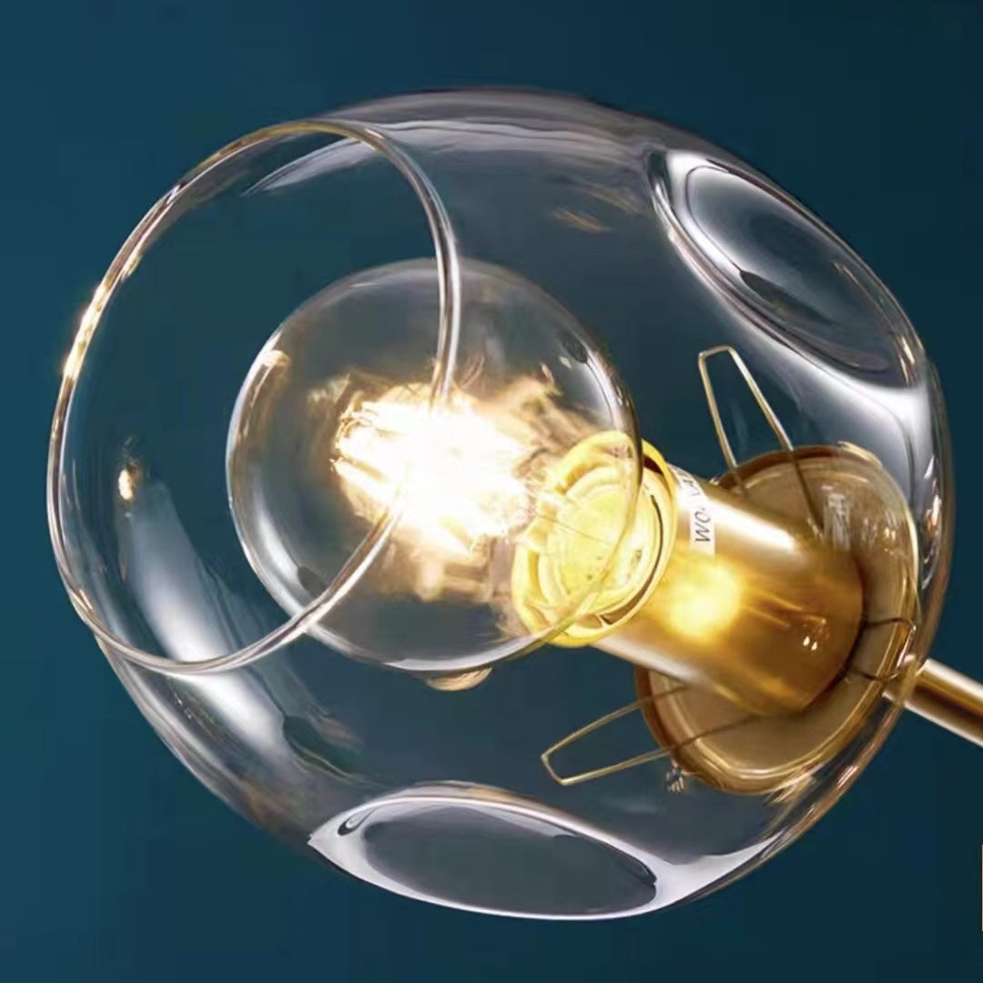 6/8-Lights Clear Globes Glass Modern Arm Chandelier Bronze For Dining Room Or Bedroom-MEET LIGHTING
