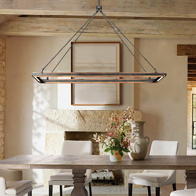 Perez Black Rectangular Chandelier 62"-MEET LIGHTING