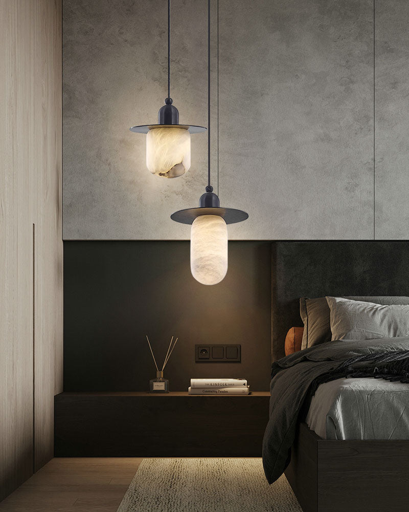 1-light White Alabaster Ceiling Pendant Lamp for dining room, living room, bedroom