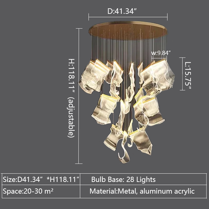 Extra Large Modern Acrylic Chandelier for Staircase/Foyer/Villa/Hall-MEET LIGHTING