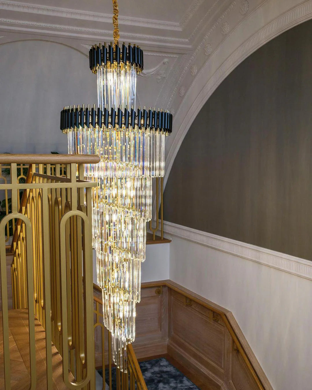 Spiral Crystal Chandelier For Foyer/ Staircase-MEET LIGHTING