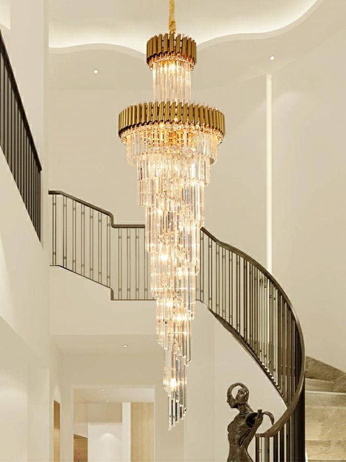 Spiral Crystal Chandelier For Foyer/ Staircase-MEET LIGHTING