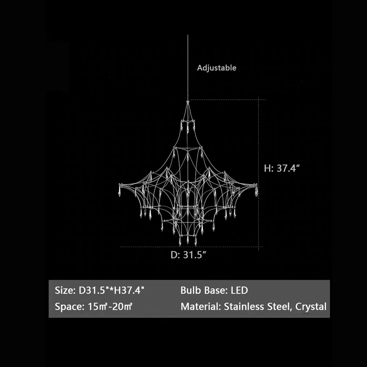 Romantic Event Art Decor K9 Crystal Pendant Light Living/ Dining Room Stainless Steel Chandelier In Chrome Finish-MEET LIGHTING