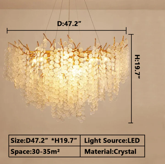 Luxury Branches Crystal Frosted Glass Chandelier Set for Living /Dining Room-MEET LIGHTING