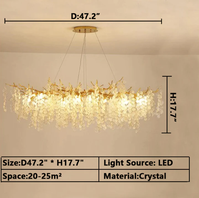 Luxury Branches Crystal Frosted Glass Chandelier Set for Living /Dining Room-MEET LIGHTING