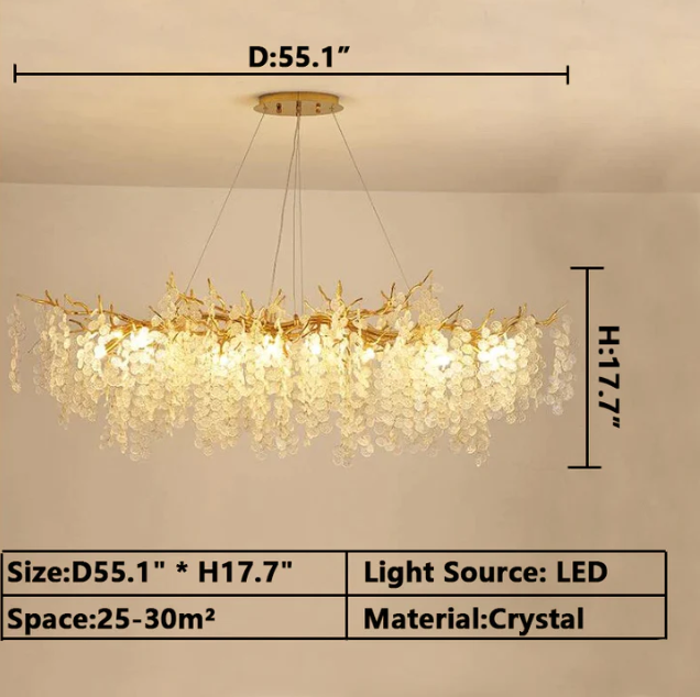 Luxury Branches Crystal Frosted Glass Chandelier Set for Living /Dining Room-MEET LIGHTING