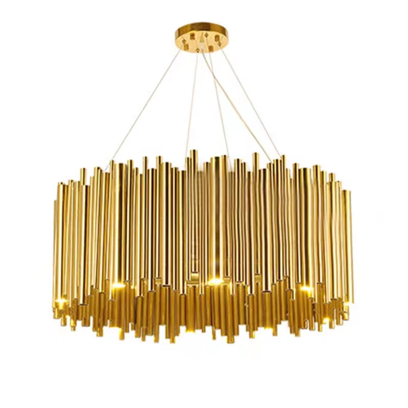 Modern Classic Round Fashion Gold Tube Pendant Chandelier for Living/Dining Room-MEET LIGHTING