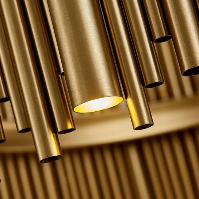 Modern Classic Round Fashion Gold Tube Pendant Chandelier for Living/Dining Room-MEET LIGHTING
