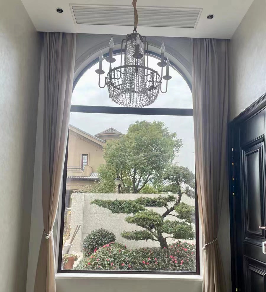 Vintage Crystal Pendant Candle Light in Antique Gold Finish Chandelier for Living Room/Bedroom-MEET LIGHTING