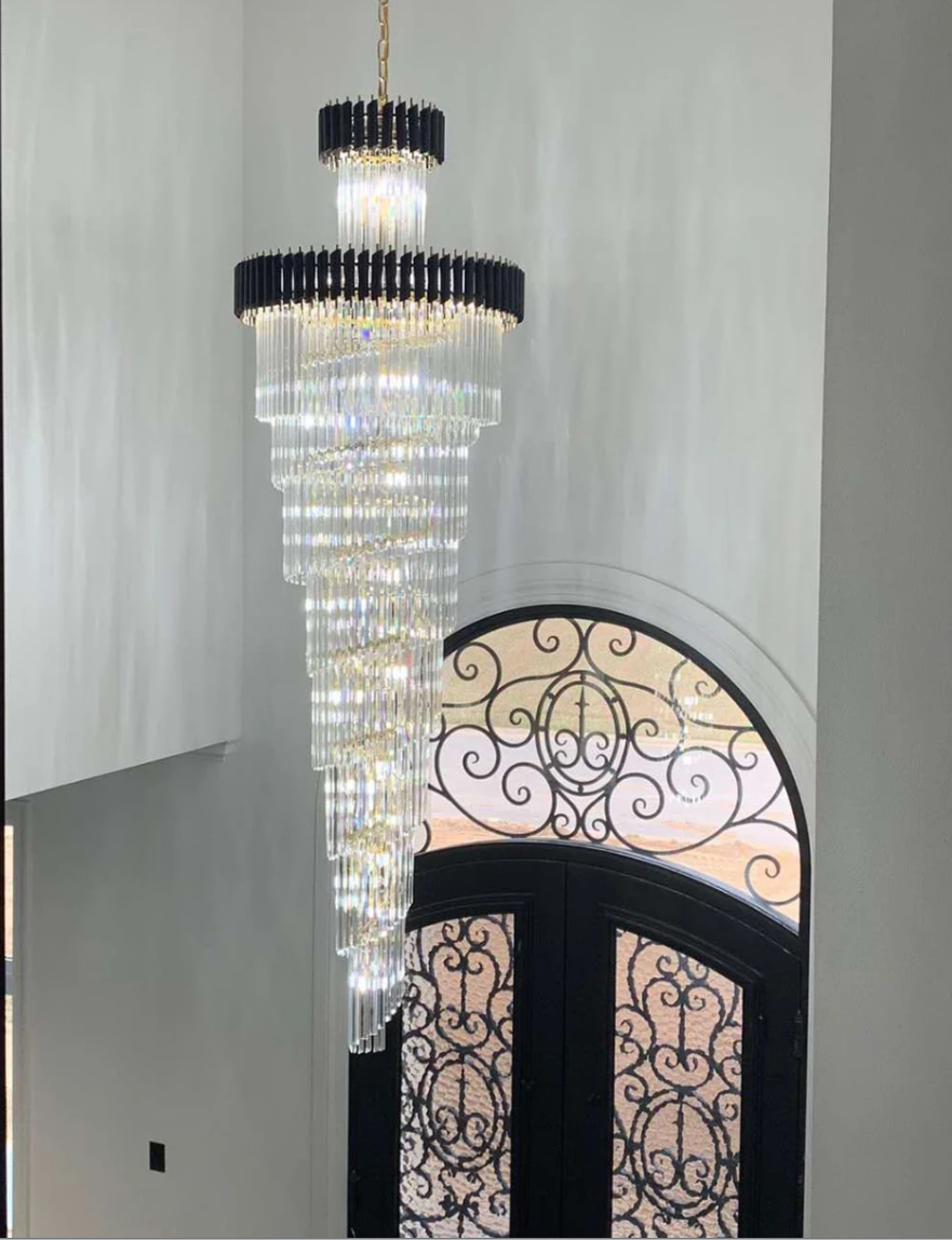 Spiral Crystal Chandelier For Foyer/ Staircase-MEET LIGHTING