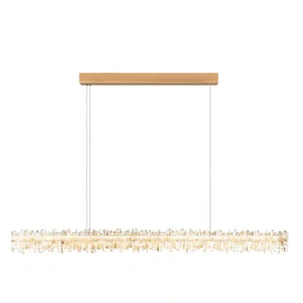 Modern Style Linear Natural Crystal Chandelier-MEET LIGHTING