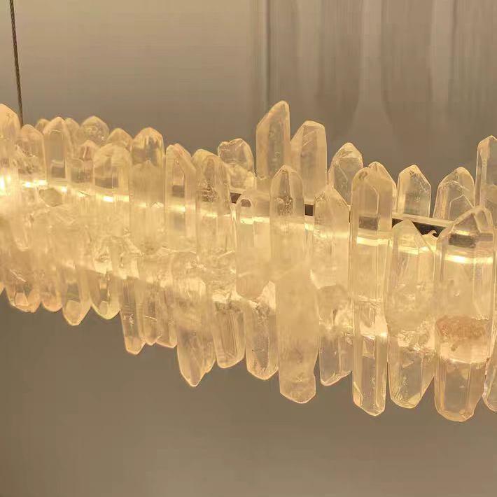 Modern Style Linear Natural Crystal Chandelier-MEET LIGHTING
