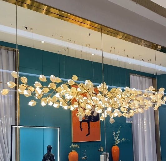 Art Design Creative Ceramic Magnolia Ring/Linear Chandelier for Bedroom/Living Room/Dining Room/Kitchen Island-MEET LIGHTING